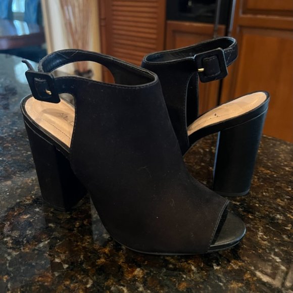 Aldo Black Juliusa Suede Slingback Open Toe Block Heels-Size 6 1/2 - Picture 12 of 13